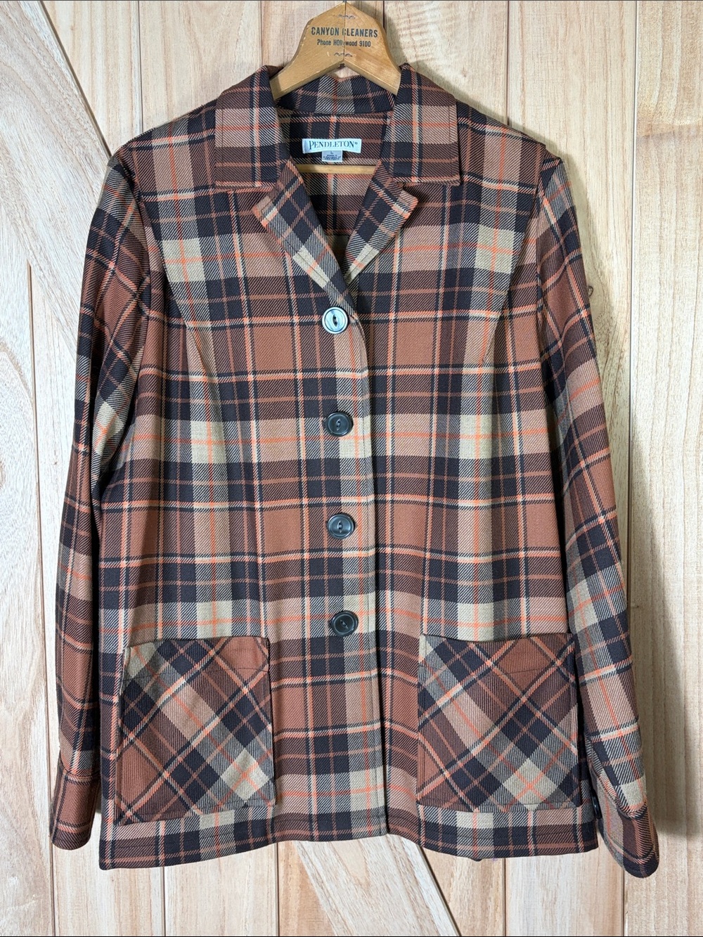Pendleton 49’er Style Plaid 100% Virgin Wool Jacket Women’s Large Brown Rust